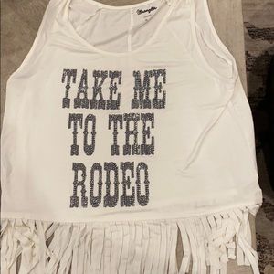 Graphic fringe tank top